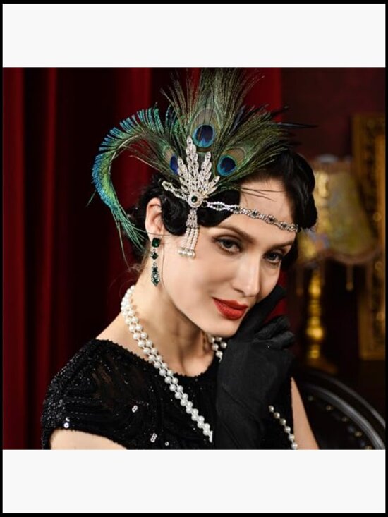 Feather Headpiece Vintage Gatsby Headband Elastic Adjustable Classic Elegant main image 6